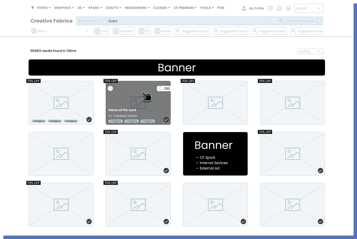 Wireframe: Collapsed filters view